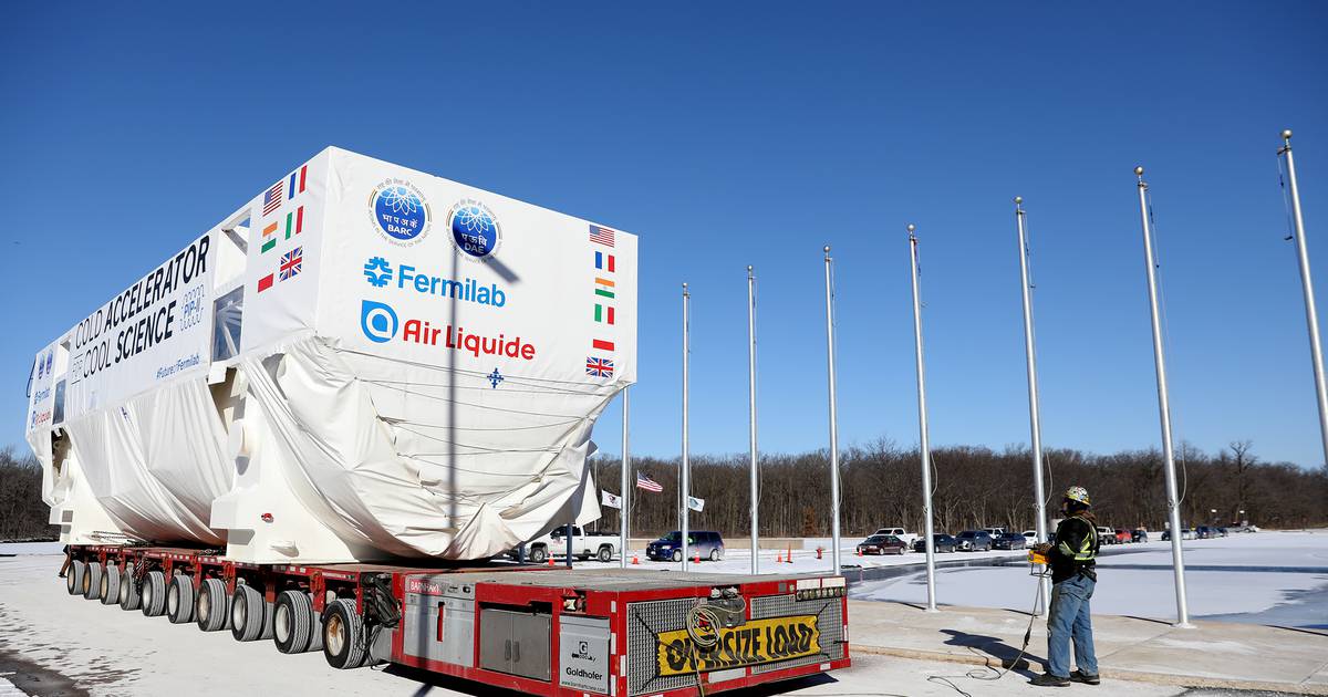 kcchronicle's tweet card. As the massive 95-metric ton coldbox completed its cross-Atlantic journey, the crowd at Fermilab braving frigid winter temperatures could imagine what the particle accelerator being chilled to -456...