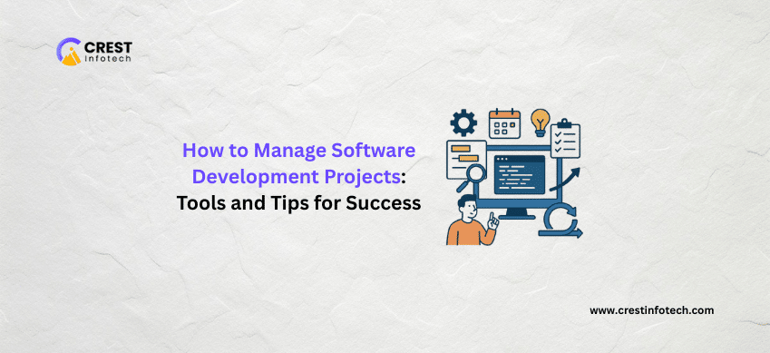 crestwebtech's tweet card. Managing software development projects effectively ensures timely delivery, high quality, and team collaboration. Here are key tools and tips to help you steer your projects toward success.