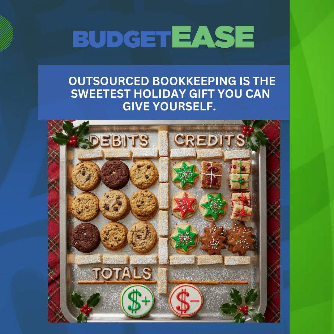 BudgetEaseBiz's tweet card. Discover why outsourcing your bookkeeping is the sweetest holiday gift you can give yourself. Simple, stress-free accounting support for small businesses and nonprofits.