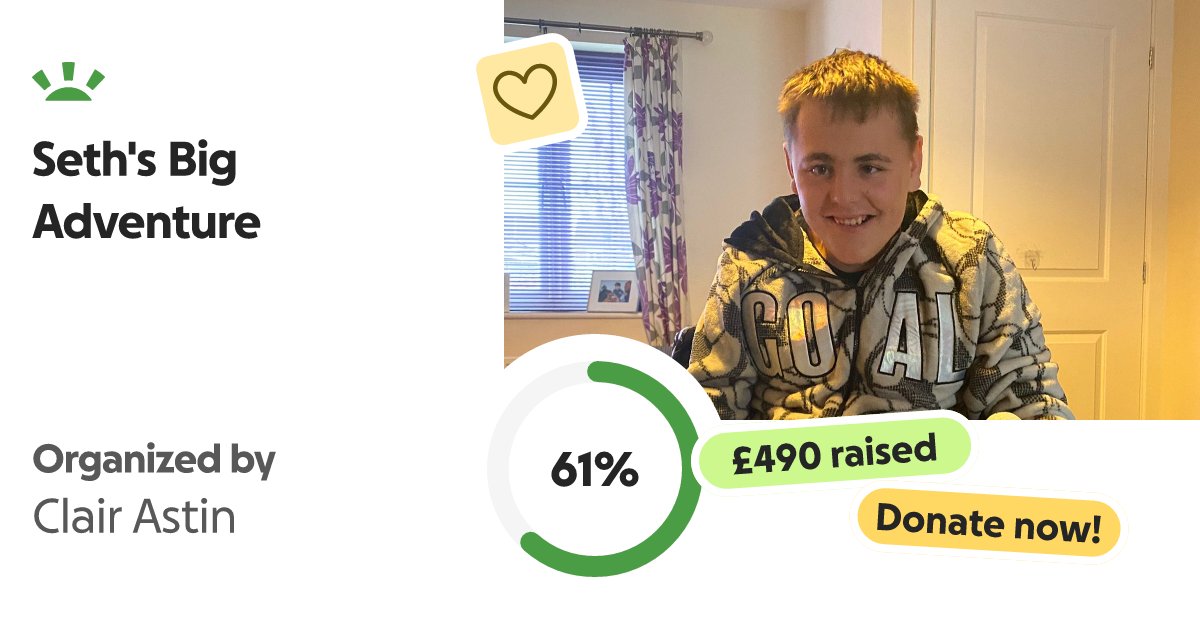 wayneo1882's tweet card. Hi.. As you know, myself and Wayne try our hardest to give Seth the best life possible and give him … Clair Astin needs your support for Seth's Big Adventure