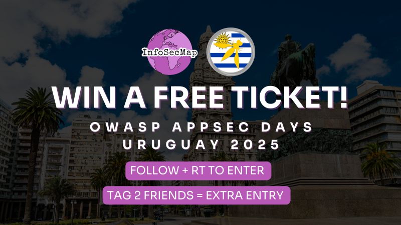 InfoSecMap's tweet card. 🥳 Congratulations Jesus Gonzalez Romero and Carolina Gherzo, you’re the lucky winners of a ticket to attend the OWASP® Foundation' s AppSec Days Uruguay, hosted by OWASP Uruguay Chapter! 🎟️...