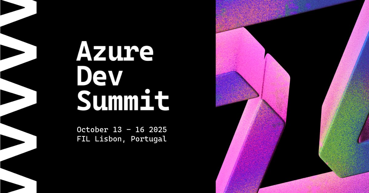 MVPAward's tweet card. Azure Dev Summit is a 4-Day Event for Software Developers, 13-16 Oct in Lisbon, Portugal.