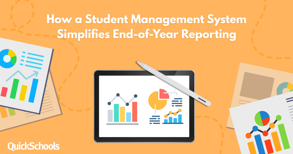 QuickSchools's tweet card. Learn how a Student Management System simplifies end-of-year reporting, making it not just easier, but smarter, faster, and more insightful.