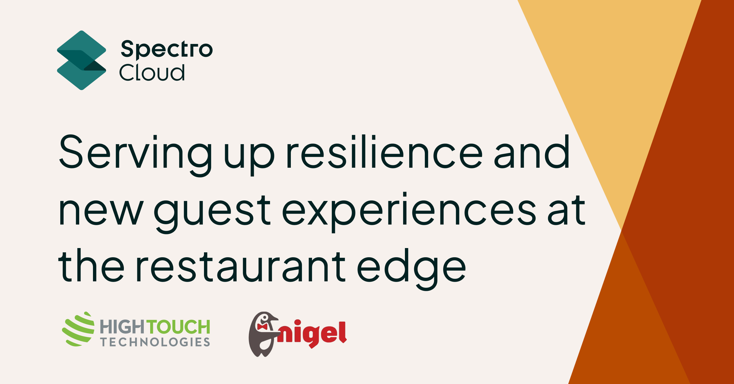 nigelserves's tweet card. From kitchens to Kubernetes—see how High Touch Technologies and Spectro Cloud bring reliability and human touch to restaurant automation.