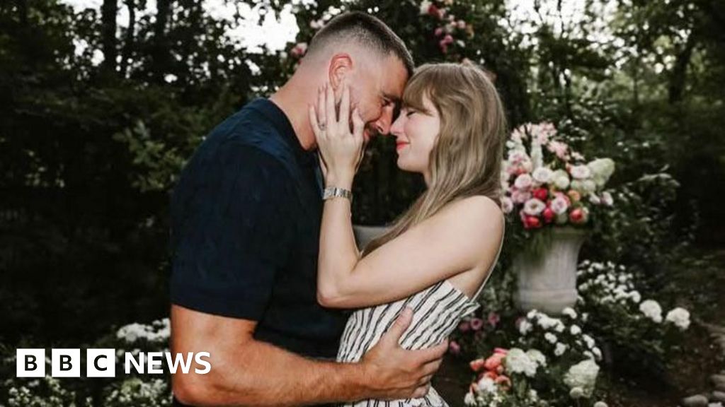 BBCWorld's tweet card. Superstar pop singer announces on Instagram that she will marry her NFL star partner.