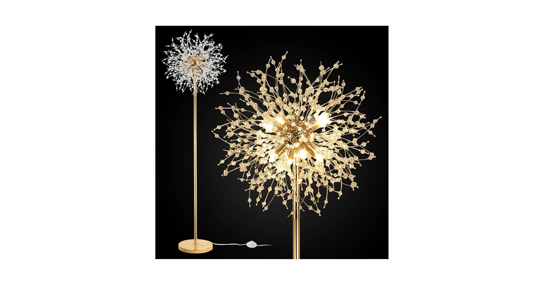 ProDecors's tweet card. 69 inch Crystal Floor Lamp, Modern Standing Lamp with K9 Crystal, LED Floor Lamp with On/Off Foot...