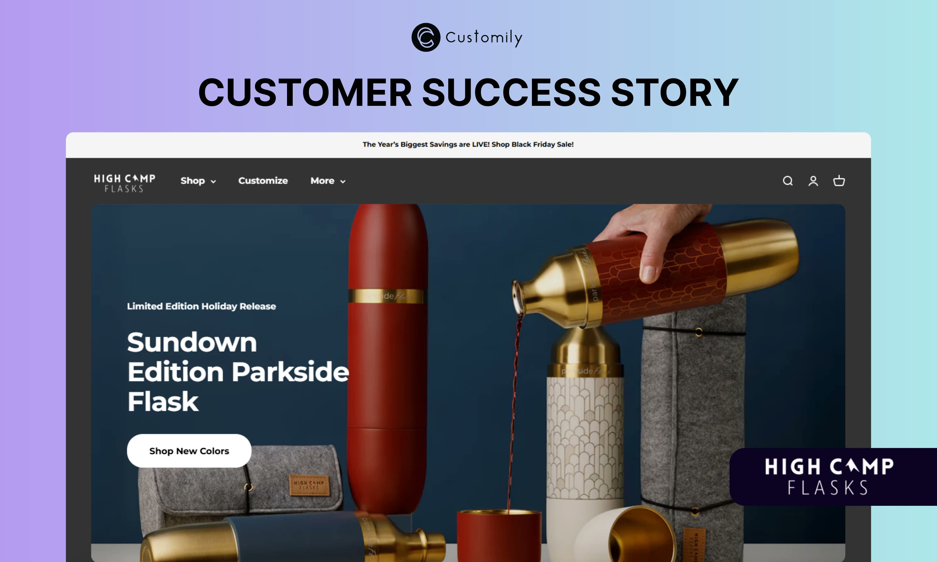 CustomilyApp's tweet card. Discover how High Camp Flasks uses Customily to offer premium engraved barware and elevate gifting with real-time personalization.