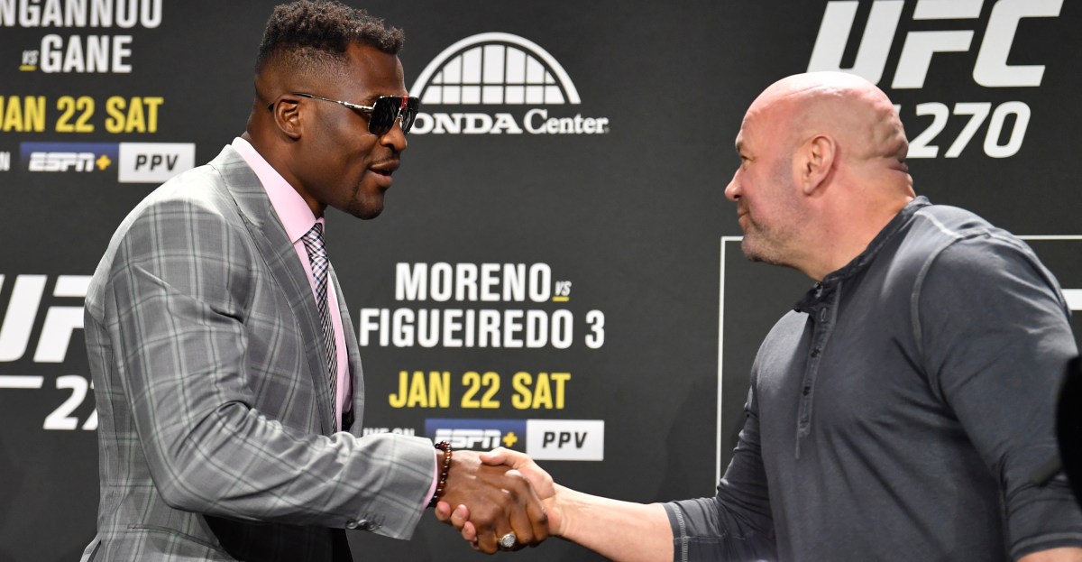 MMAFighting's tweet card. Dana White explains why he wanted to cut Francis Ngannou long before his exit from the UFC in free agency