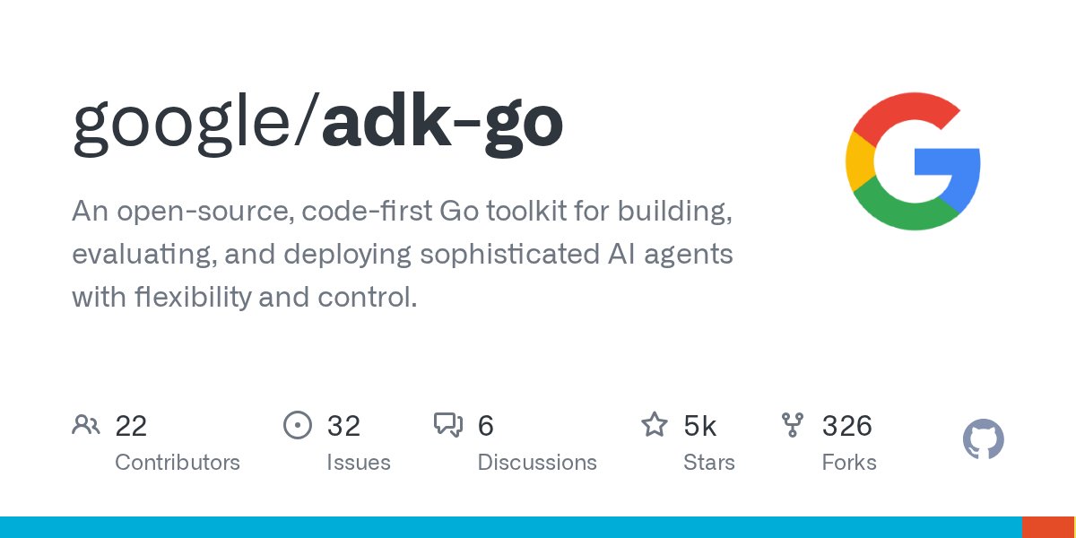 clxymox's tweet card. An open-source, code-first Go toolkit for building, evaluating, and deploying sophisticated AI agents with flexibility and control. - google/adk-go