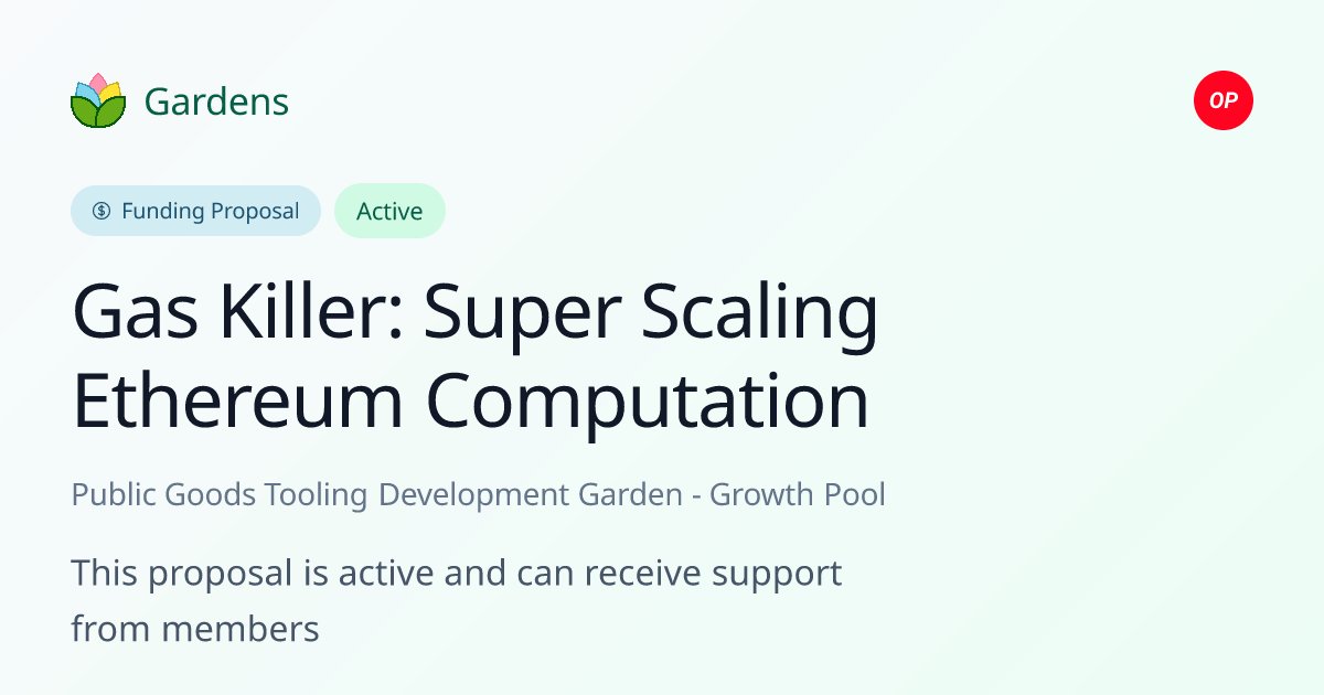 gardens_fund's tweet card. This proposal is active and can receive support from members