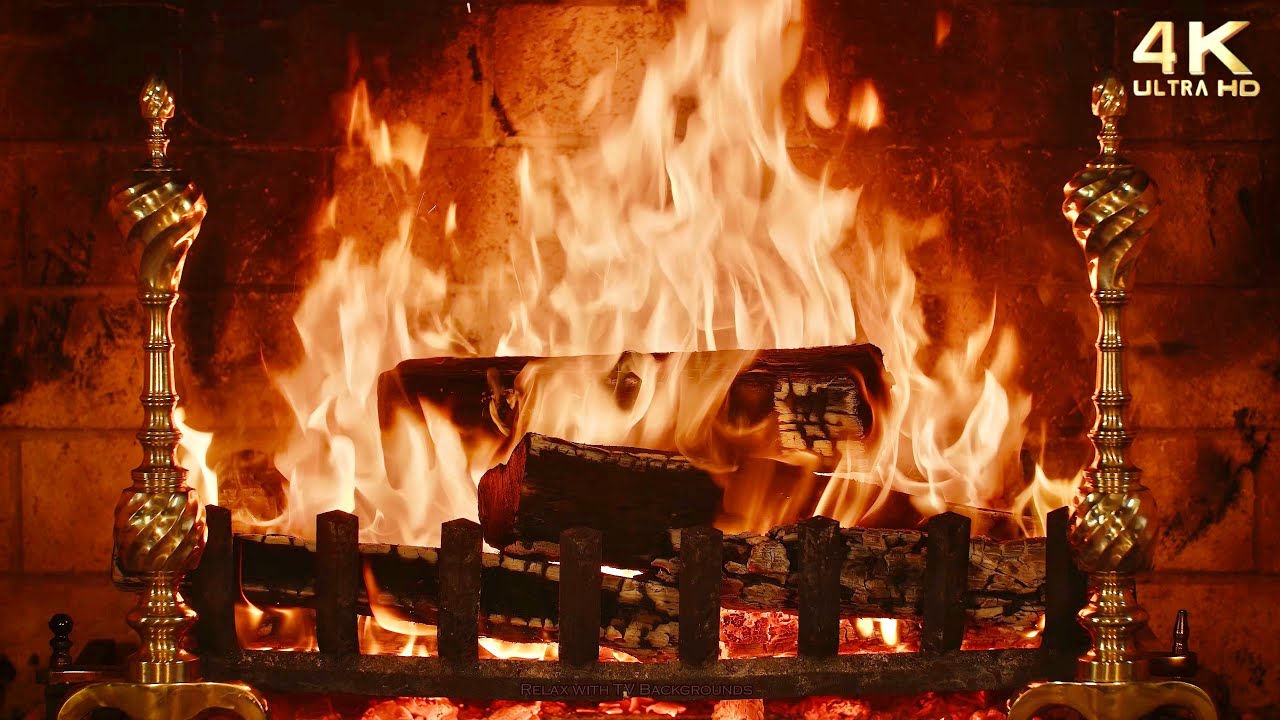 rognebase's tweet card. Relaxing Crackling Fireplace 4K ~ Holiday Yule Log Christmas Ambience...