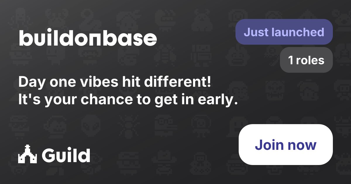 excelsii0r's tweet card. Home page for "buildonbase" guild