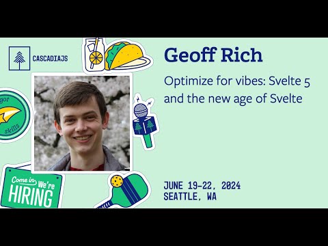 geoffrich_'s tweet card. Optimize for Vibes: Svelte 5 and the New Age of Svelte | Geoff Rich |...