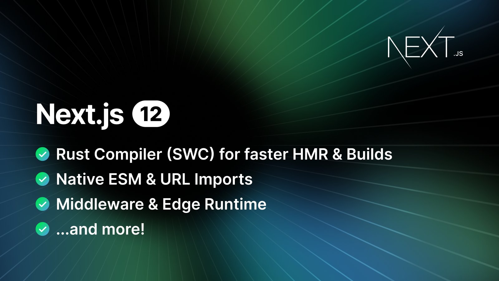 vercel's tweet card. Next.js 12 introduces a brand-new Rust compiler, Middleware (beta), React 18 Support, Native ESM Support, URL Imports, React Server Components (alpha), and more!
