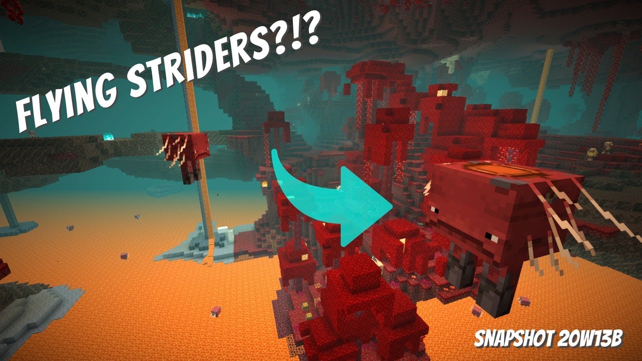 CodeZealotTuts's tweet card. Flying Around the Nether on a Strider | Minecraft Snapshot 20w13b |...