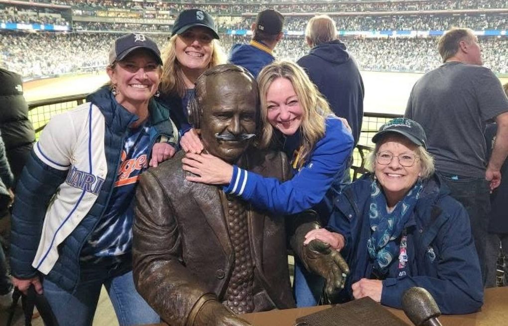 Thegroz's tweet card. The daughter of late Mariners broadcaster Dave Niehaus began Friday's ALDS Game 5 in her seat at T-Mobile Park but finished it at the statue of her father.