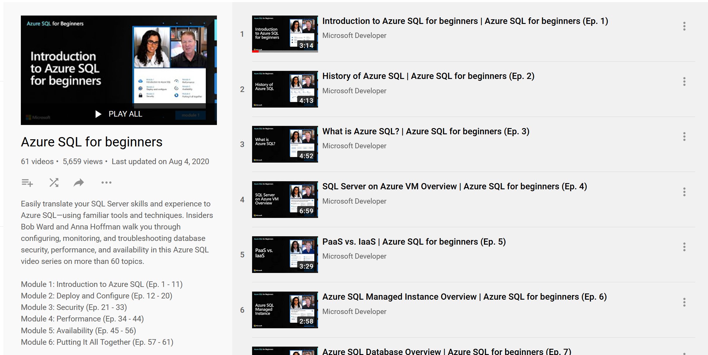 ddskier's tweet card. A playlist perfect to learn Azure SQL, right from the Product Team. Anna and Bob will show you everything needed to use Azure SQL at best