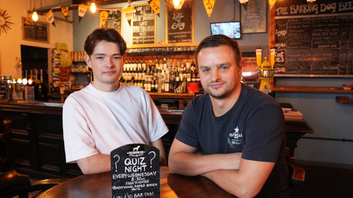 thetimes's tweet card. Workers at The Barking Dog in Urmston, Manchester, watched carefully when the same middle-aged team won every weekly quiz — and the prize of a £30 bar tab