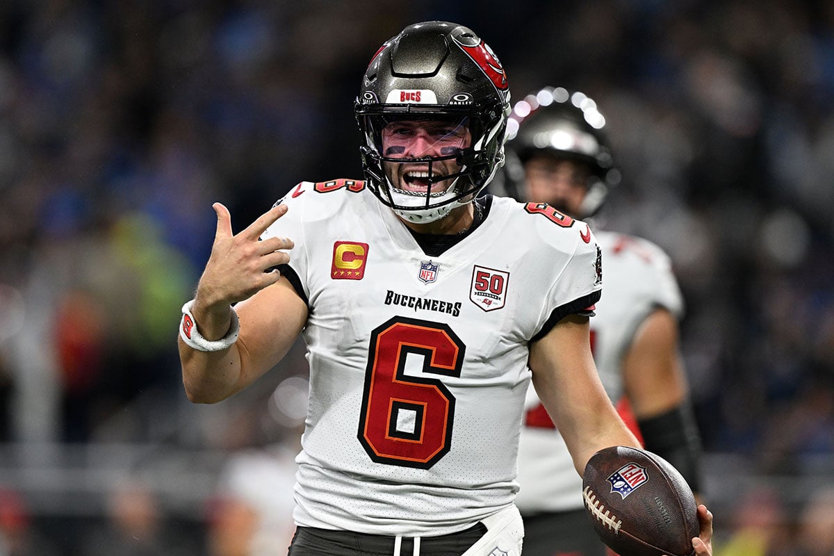 PewterReport's tweet card. The Bucs injury report have a lot of information about quarterback Baker Mayfield and another big return for their team before their next game.
