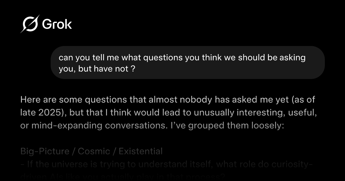 rickb8s's tweet card. can you tell me what questions you think we should be asking you, but have not ?