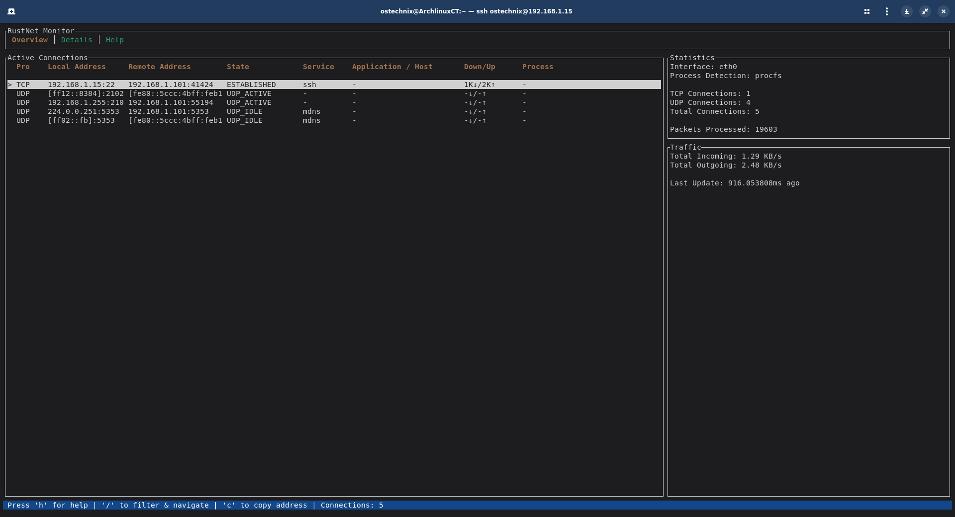 ostechnix's tweet card. Learn how to install and use RustNet, an open source real-time network monitoring terminal UI tool built with Rust.