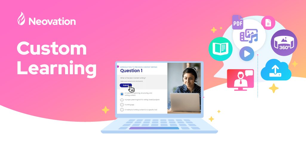 neovationcorp's tweet card. Our digital and instructional designers create custom eLearning modules just for you. We've got you covered no matter which LMS or authoring tool you prefer.