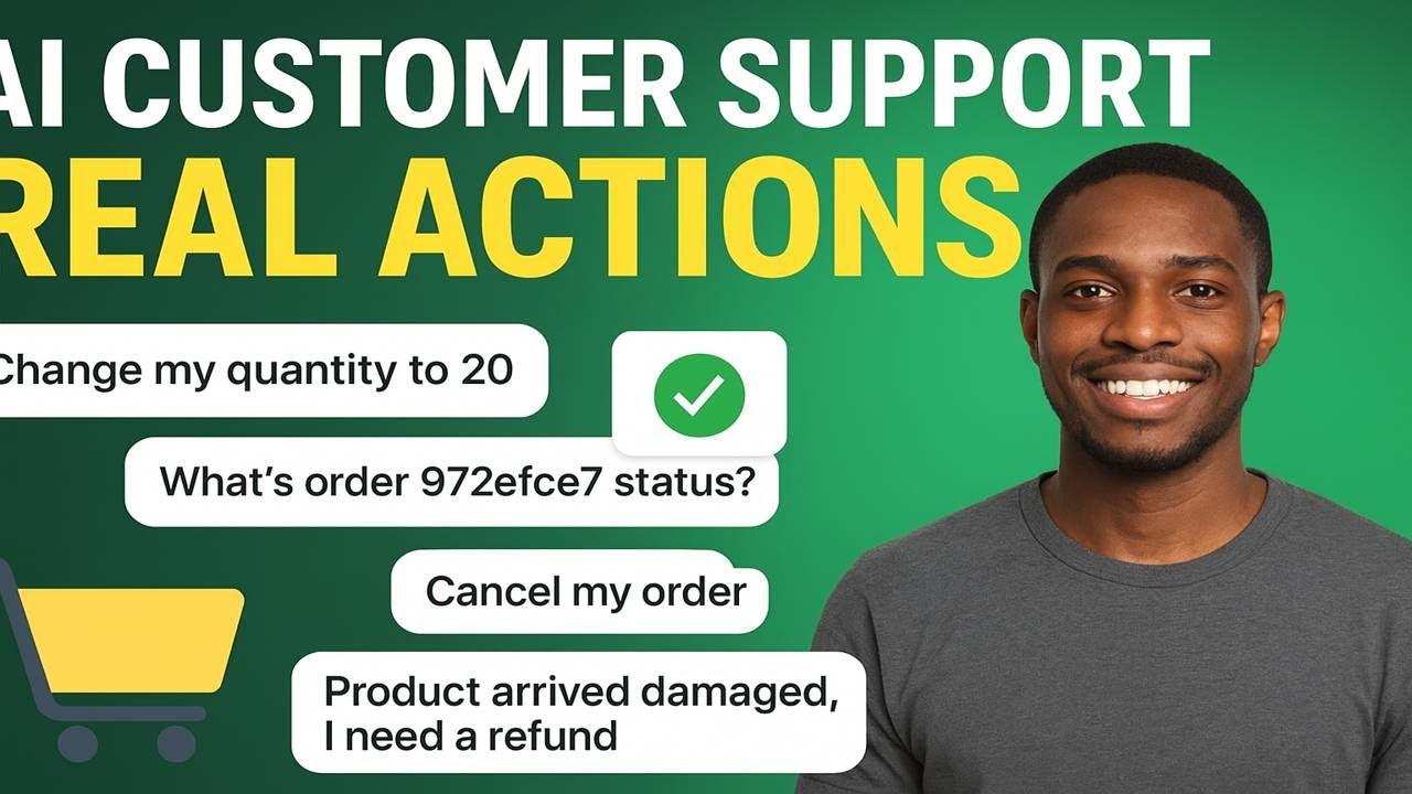 VexaAISolutions's tweet card. AI Customer Support Agent with n8n: Order Management + Database...