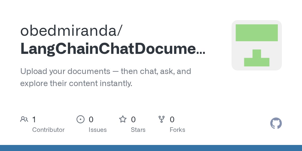 Obed_CR's tweet card. Upload your documents — then chat, ask, and explore their content instantly. - obedmiranda/LangChainChatDocuments