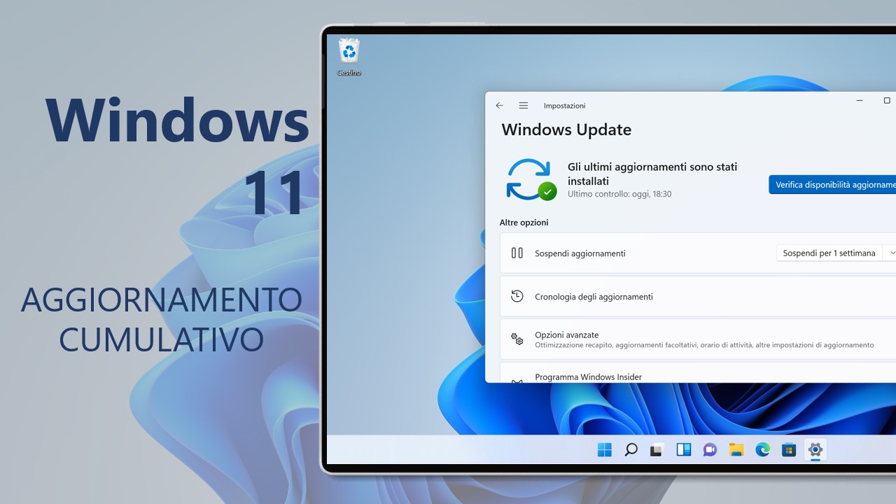 WindowsBlogIta's tweet card. È disponibile un aggiornamento cumulativo per Windows 11 22H2 e 23H2. È installabile tramite Windows Update per i PC e i tablet.