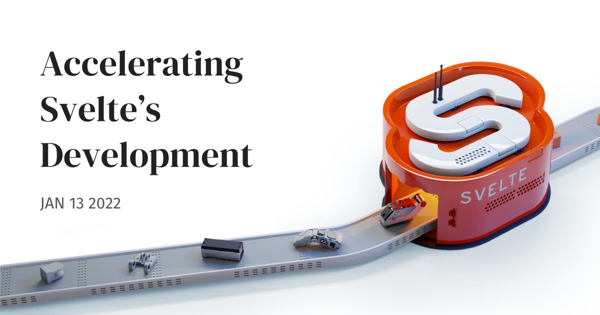 sveltejs's tweet card. Scaling the team, building partnerships, and growing the community