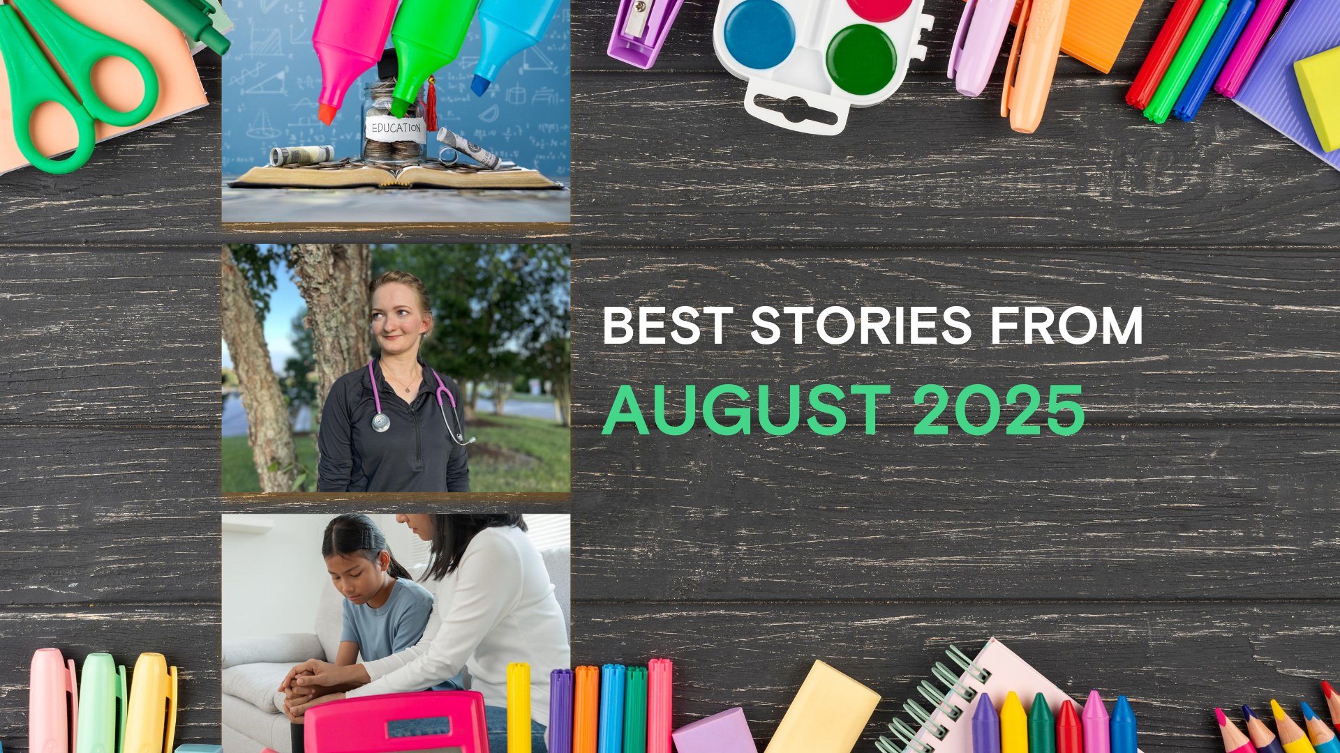Stacker's tweet card. Check out several stories that hit the Stacker Newswire in August, touching on back-to-school and child development themes.