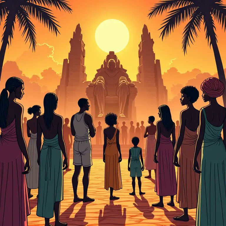 mythopia_io's tweet card. A Hausa folktale: Long ago in Calabar, there ruled a powerful king named Eyamba. He conquered many lands, taking the strong men and young women as slaves while...
