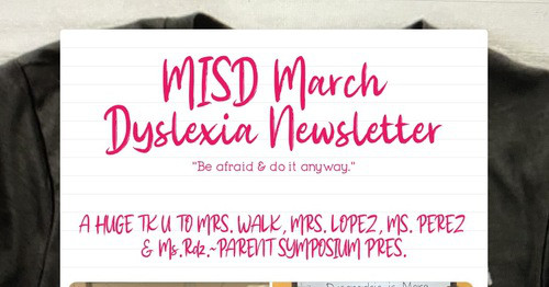 PerezM_CALT's tweet card. MISD March Dyslexia Newsletter