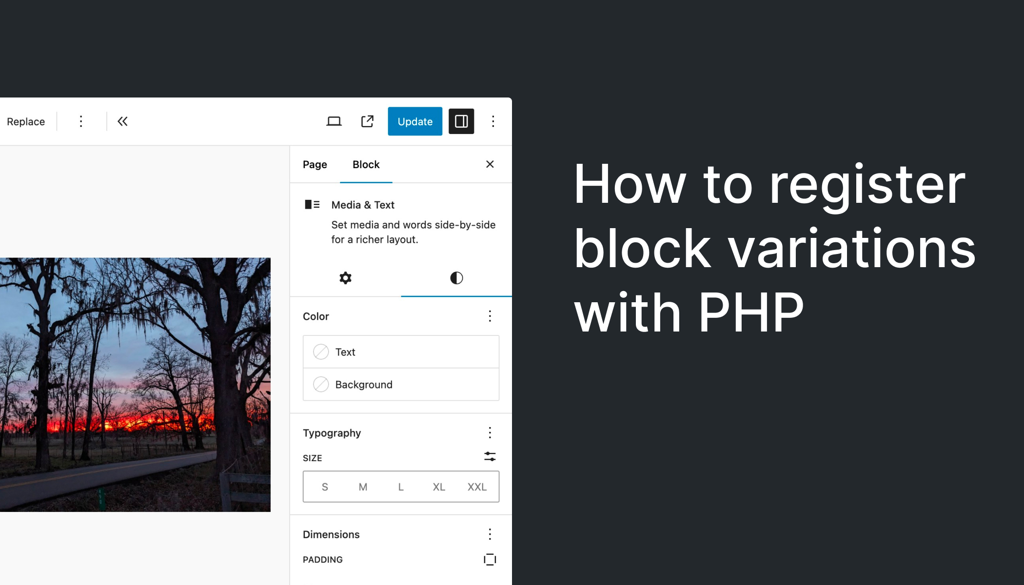justintadlock's tweet card. A step-by-step walkthrough of how to register block variations using PHP in WordPress 6.5.