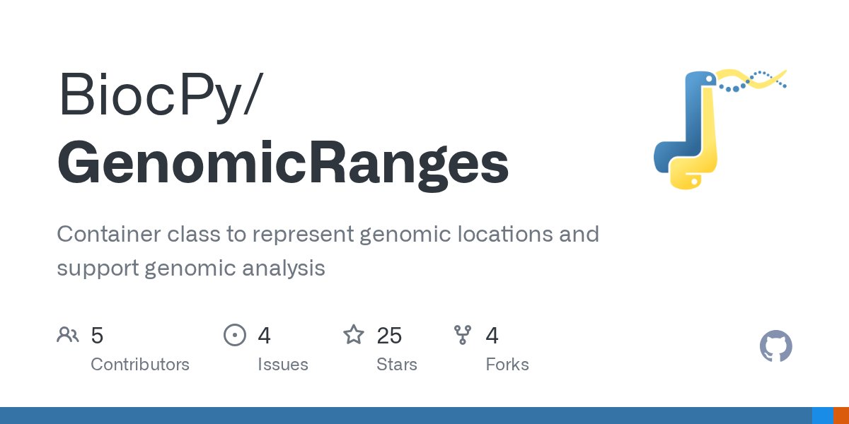 jayaram's tweet card. Container class to represent genomic locations and support genomic analysis - BiocPy/GenomicRanges