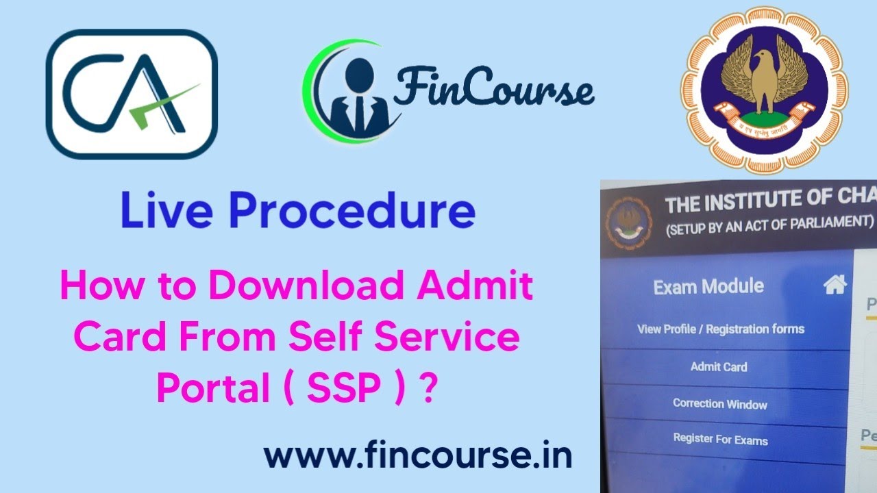 FinCourseApp's tweet card. Live Procedure - How to Download ICAI Admit Card in Self Service...