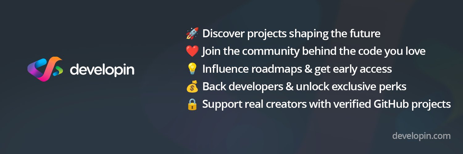 _developin's tweet card. Fund open+closed source projects @ developin.com