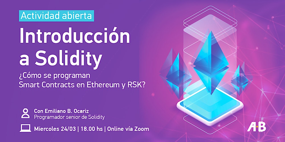 MblockchainEsp's tweet card. Actividad abierta y gratuita sobre Solidity