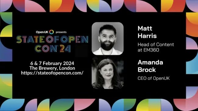 openuk_uk's tweet card. State of Open Con 2024 kicks off next week on February 6-7 at The Brewery in London. The event's speakers will look at the future of digital and open source on day one, and AI openness on day two....