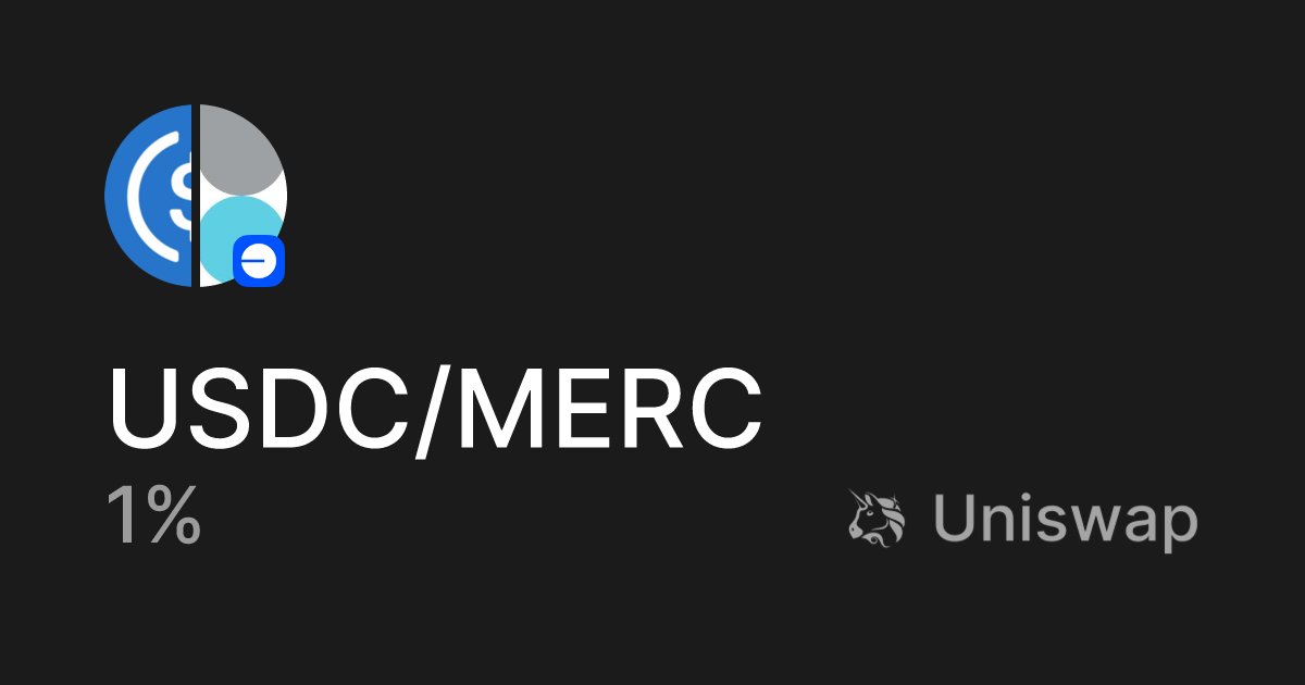 MERC_token's tweet card. USDC/MERC on Uniswap