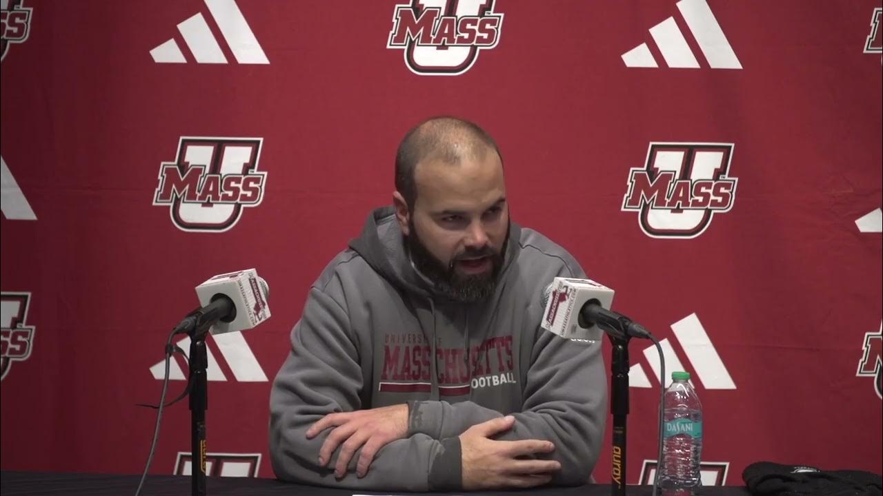 TheCursiveU's tweet card. UMass FB | Coach Joe Harasymiak Post Game Press Conference vs....
