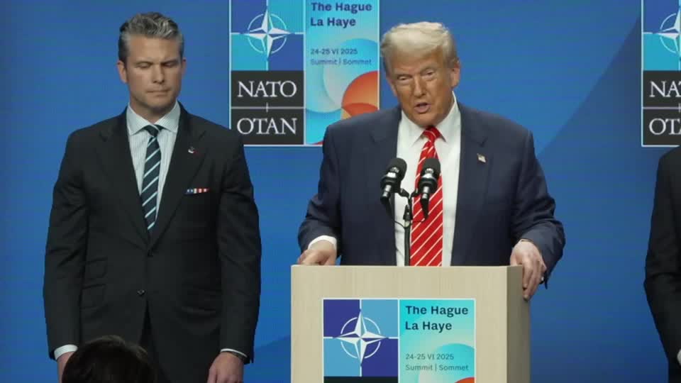 Brian9749576961's tweet card. STORY: :: Trump says Putin may have ambitions beyond Ukraine:: June 25, 2025:: The Hague, NetherlandsREPORTER: "He (General Dan Caine) has said that Mr. Putin has territorial ambitions beyond...