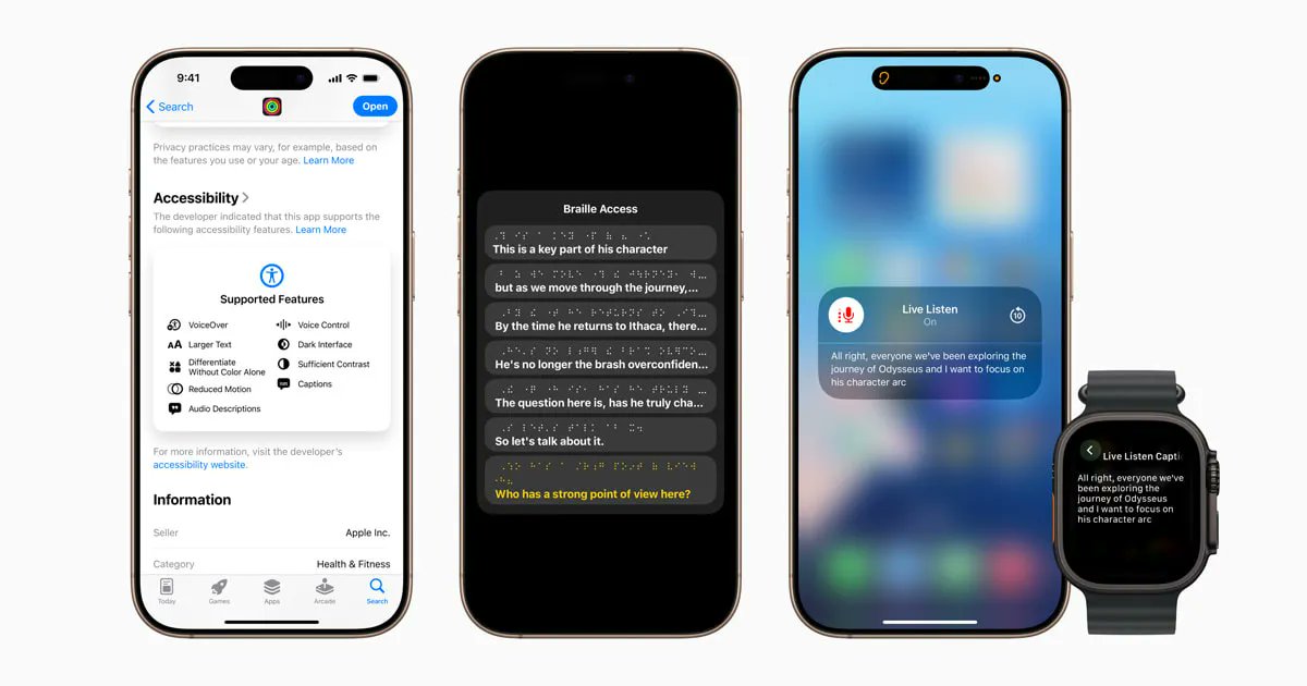 BreakingOnCom's tweet card. Apple unveils innovative accessibility features for iOS 19, enhancing inclusivity with tools like live captions and a new Magnifier.