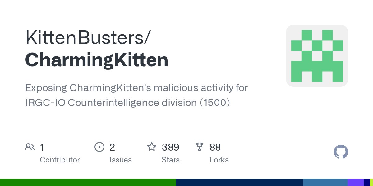 vxunderground's tweet card. Exposing CharmingKitten's malicious activity for IRGC-IO Counterintelligence division (1500) - KittenBusters/CharmingKitten