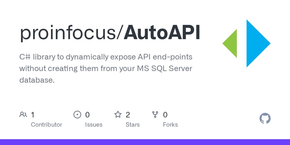 Proinfocus's tweet card. C# library to dynamically expose API end-points without creating them from your MS SQL Server database. - proinfocus/AutoAPI