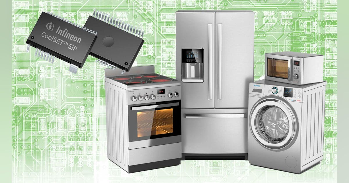 ElectronicDesgn's tweet card. Infineon’s integrated system power controller, housed in a small SMD package, is aimed at appliances and AI servers.