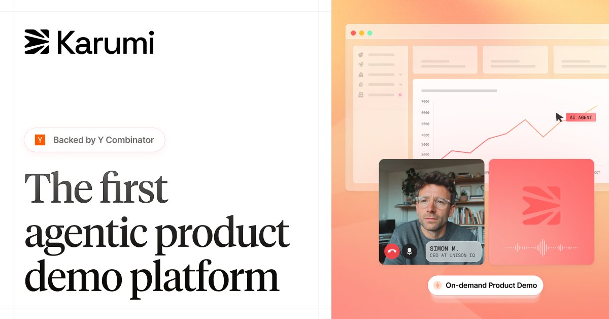 topickapp_com's tweet card. Karumi is an AI-powered product expert that joins your video calls to deliver live product demos, answer questions, and guide customers in real time. Transform sales, support, and internal training...