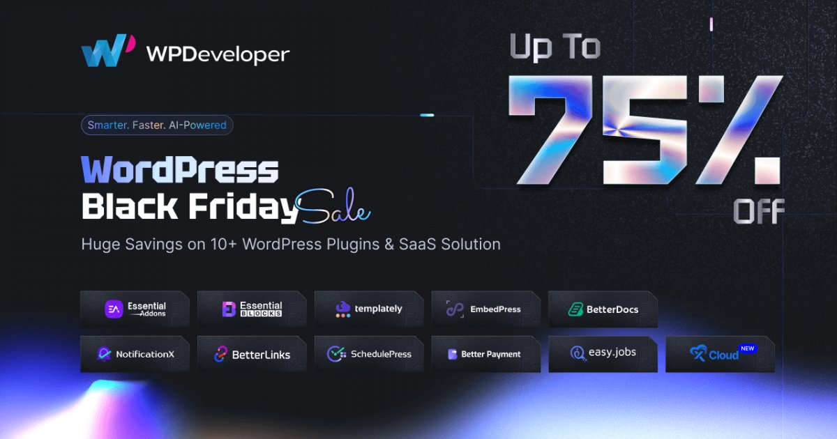 antonyalston's tweet card. Grab lifetime access to 10+ premium plugins & SaaS solutions this WordPress Black Friday Cyber Monday sale season.
