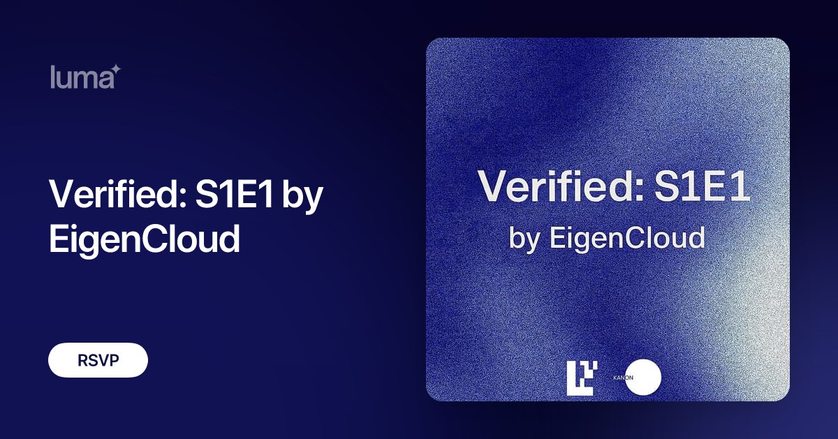 cointrainer's tweet card. Verified: S1E1 by EigenCloud — a spirited get-together where builders and researchers hang out, trade ideas, and spark new projects. Stop by near Yeoksam on…