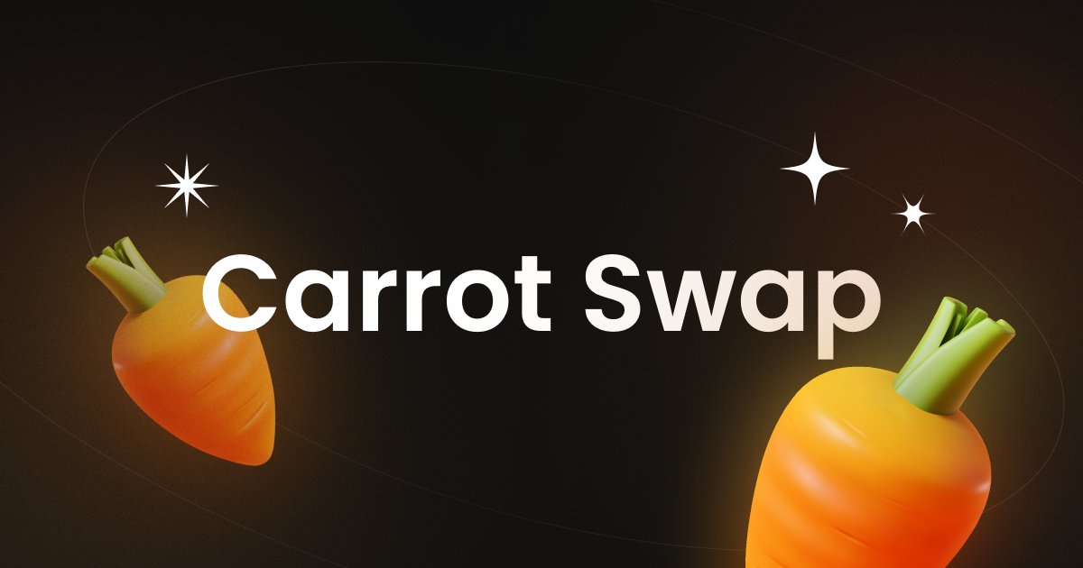 PumpyNeo's tweet card. Carrot swap | High-Capital Efficiency AMM-based DEX & Launchpad